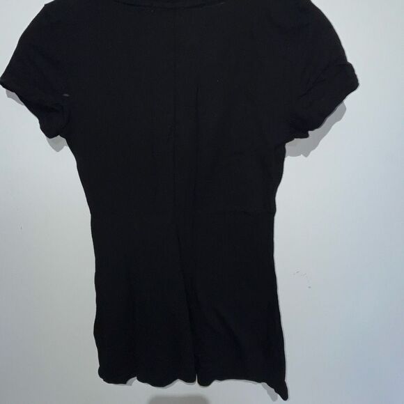 Juicy Couture Women's Black Embellished Cotton Blend V-Neck T-Shirt Size XS - Picture 9 of 11